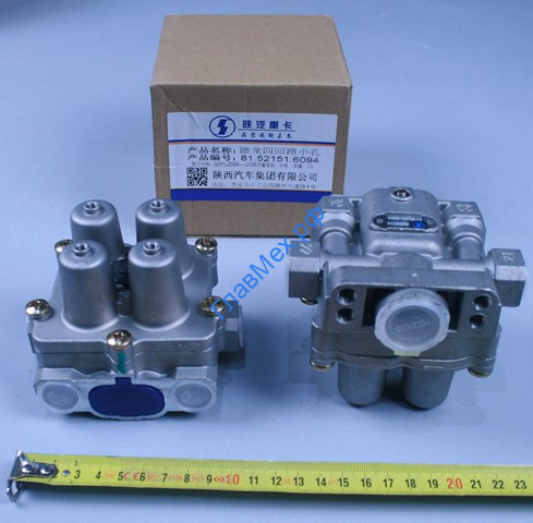 Клапан тормозной 4-х контурный (16x1,5) SHAANXI F3000 (WG9000360523/2, 81.52151.6094)